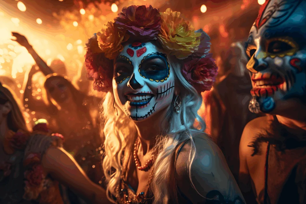 Cempasúchil, copal y velas en altar del Día de Muertos Riviera Maya